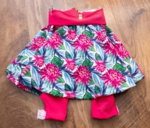 Tutorial on how to add leggings to Sadie Skirt circle skirt pattern, easy printable PDF sewing pattern, beginner friendly, for babies / toddlers / children / girls. 