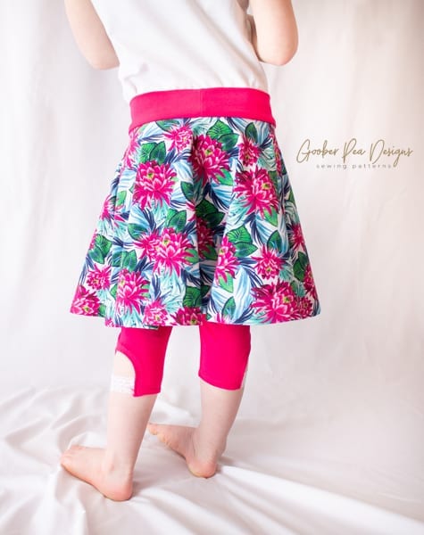 Tutorial on how to add leggings to Sadie Skirt circle skirt pattern, easy printable PDF sewing pattern, beginner friendly, for babies / toddlers / children / girls. 