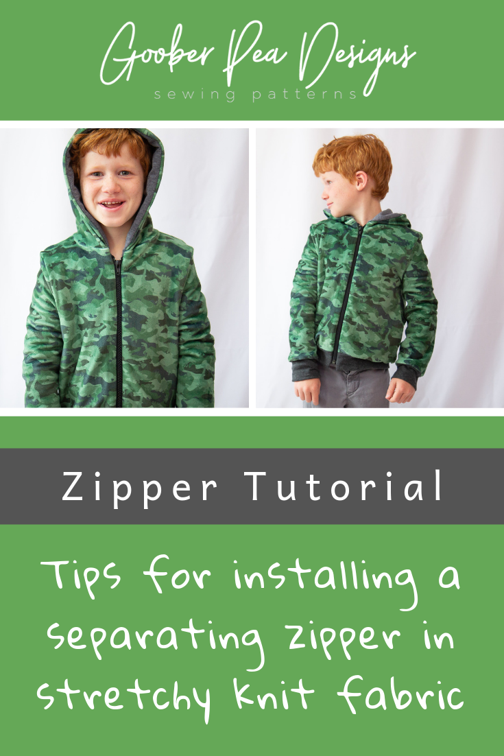 Zipper tutorial, image of jacket with separating zipper, tips for installing a zipper